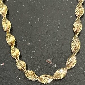 30” 18k Gold Technibond Diamond Cut Twisted Herringbone men Necklace Vintage HSN